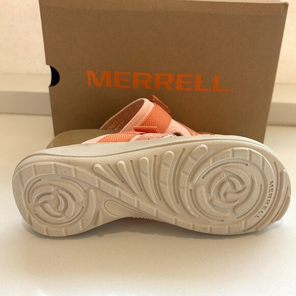 Merrell District 4 Post Sandals Toe Loop Slip On Wedge Peach Size 8 NEW - Picture 6 of 7